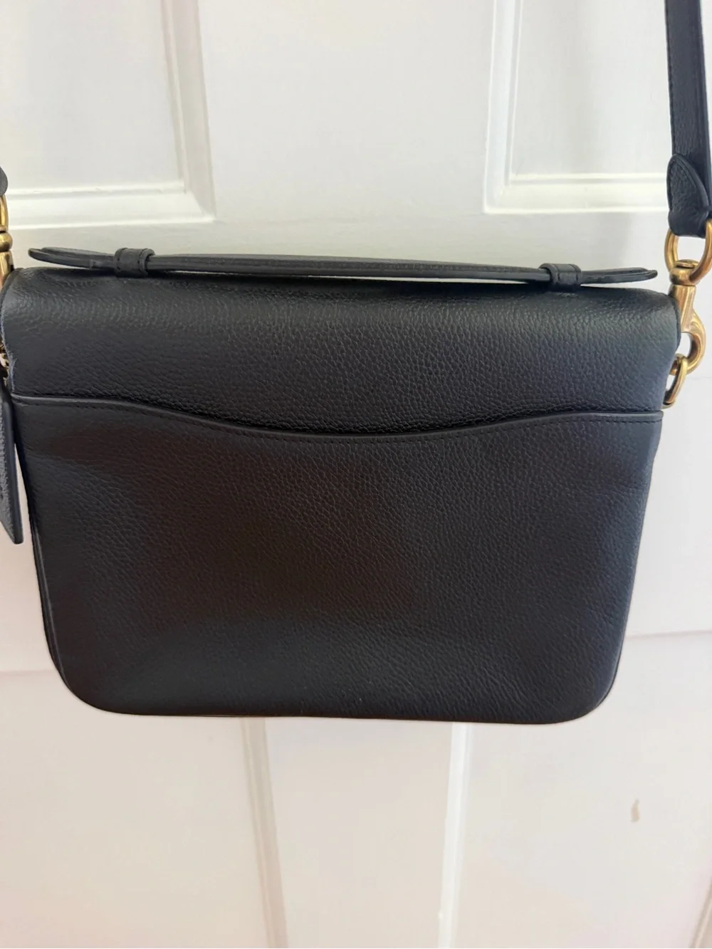 Coach Black Leather Shoulder Bag with Gold Turnlock